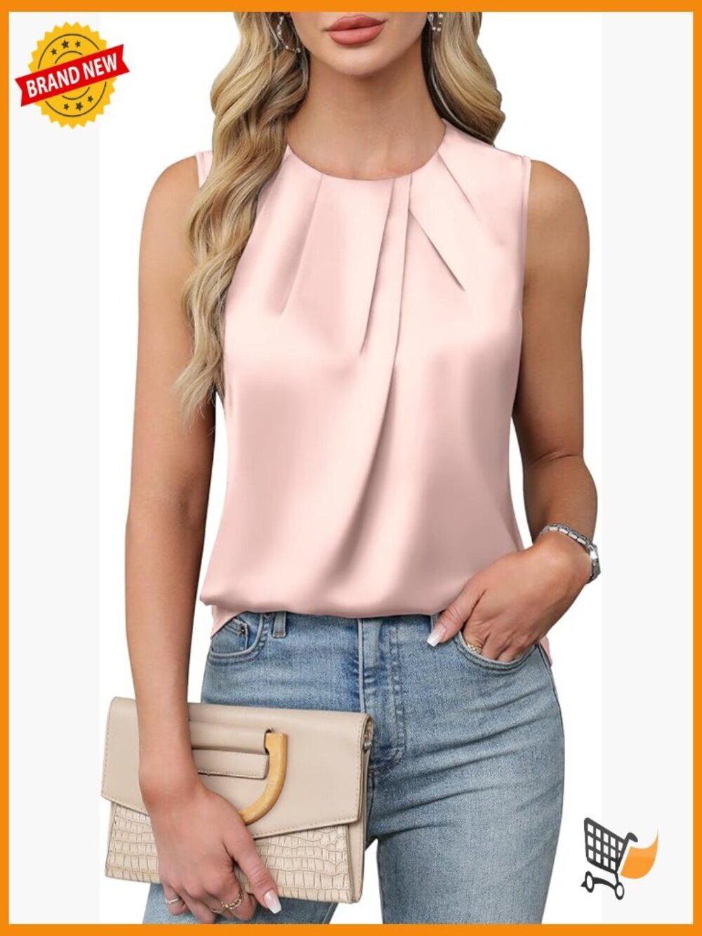 Satin Tank Top Business Casual Blouse Work Shirt Loose Fit